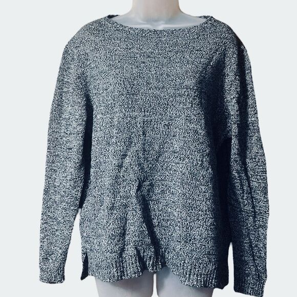 Brandy Melville One Size Navy Blue Marled Knit Pullover Sweater High Low Hem - Picture 7 of 9